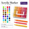 A set of 36 colored acrylic markers in a portable storage case, showing various colors and sizes.