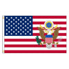 A flag design featuring the American flag pattern with an eagle emblem.