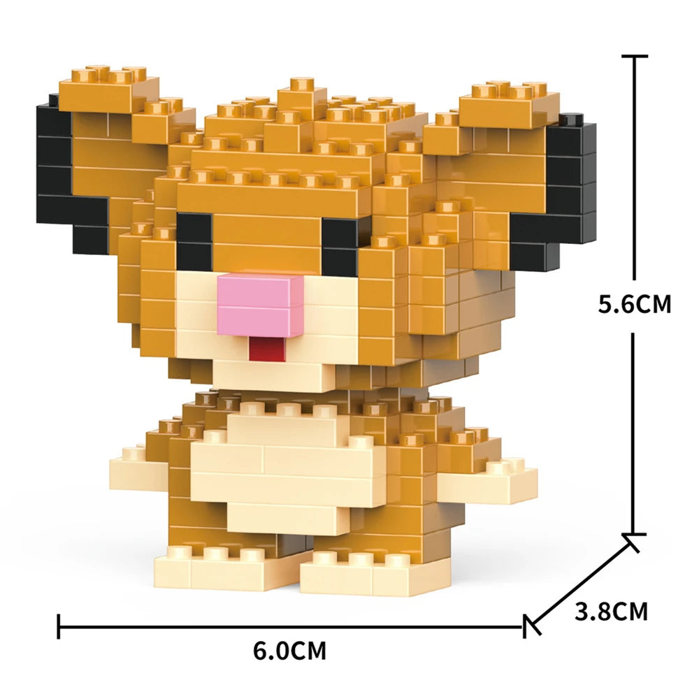 A detailed model of a brown and black tiger made from tan LEGO-style building blocks.