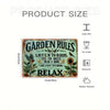 Vintage metal garden sign with the quote Garden Rules Listen to Birds Feel the Breeze Read a Book Take a Nap Sip Drink Relax