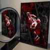A framed canvas wall art featuring a basketball player in a dynamic pose against a dark background.