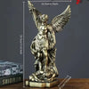 Bronzed Saint Michael Archangel resin figurine with wings standing on a base