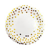 Elegant white and gold polka dot disposable party tableware plate