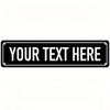 A black rectangular sign with the text YOUR TEXT HERE, designed for personalized indoor or outdoor wall décor.