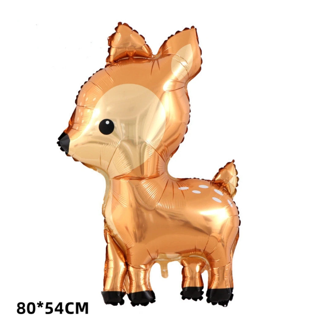 A golden foil balloon shaped like a fox for party decoration.