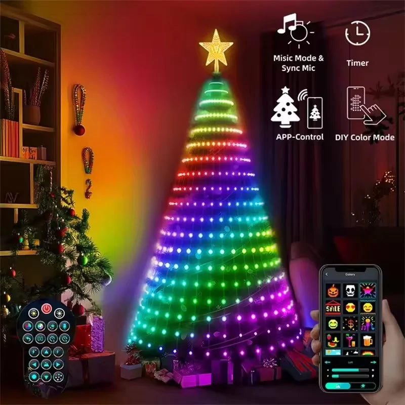 Smart Star-Shaped Christmas String Lights with App Control