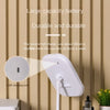 A white smart LED makeup vanity mirror with a USB charging port mounted on a wall.
