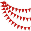 A string of red triangle bunting flags forming a pennant garland.