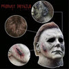 A realistic horror mask of Michael Myers showing facial details and blood effects.