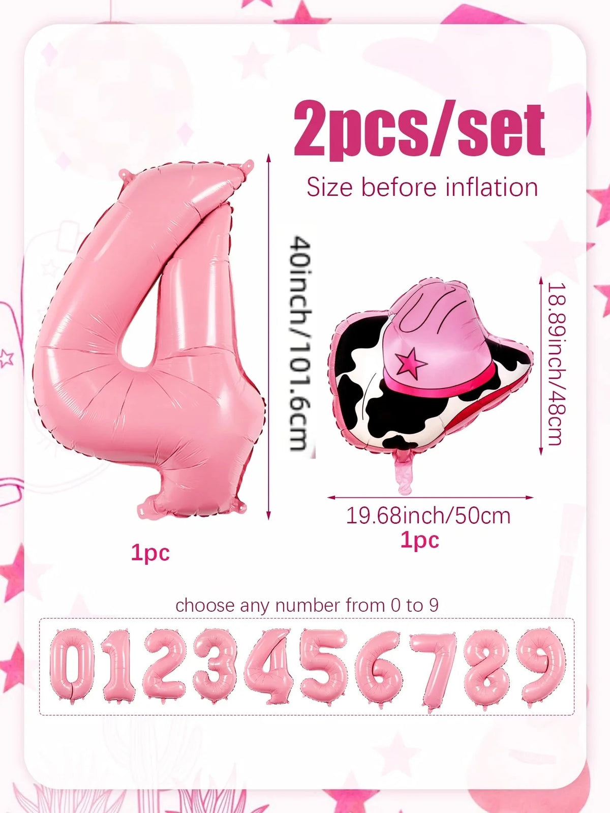 40-Inch Cowboy Cow Number Foil Balloon Set