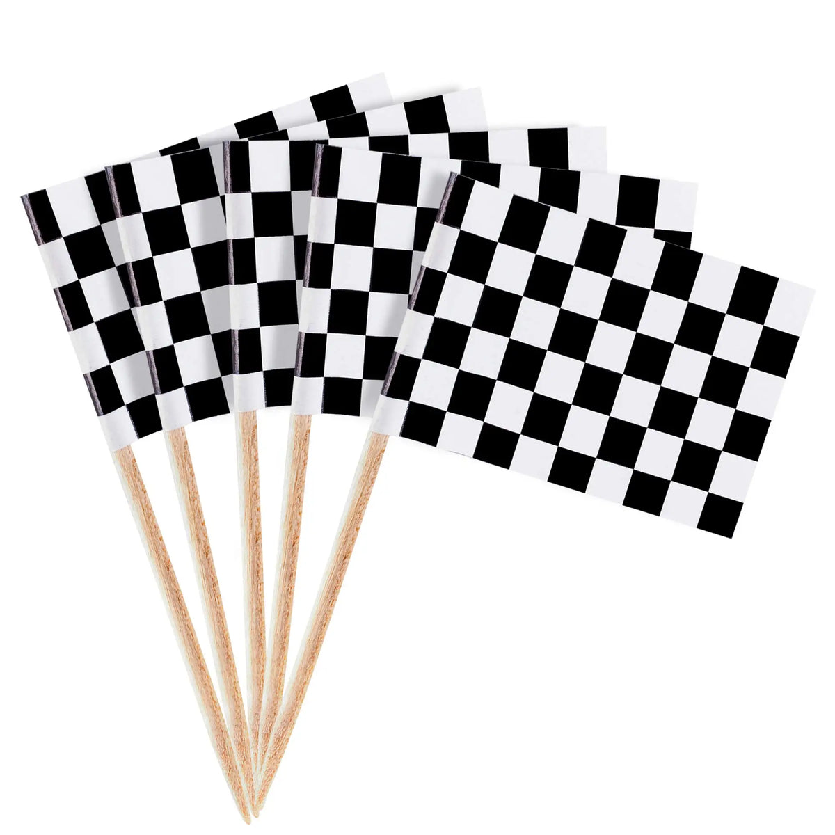 Checkered Racing Flag Toothpicks for Cupcakes & Party Decor
