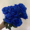 A bouquet of deep blue silk roses used for home and wedding decor.