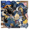A collection of retro space astronomy decals featuring planets, stars, and celestial bodies.
