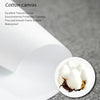 White cotton canvas fabric texture with fluffy white material shown in a circular inset.