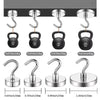 Set of four heavy duty stainless steel magnetic hooks with varying weights and sizes