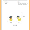 A yellow resin duck figurine with a black hat, shown from the side and top view.