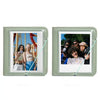 A light green PU leather photo album with a clear window displaying a group photo of people.
