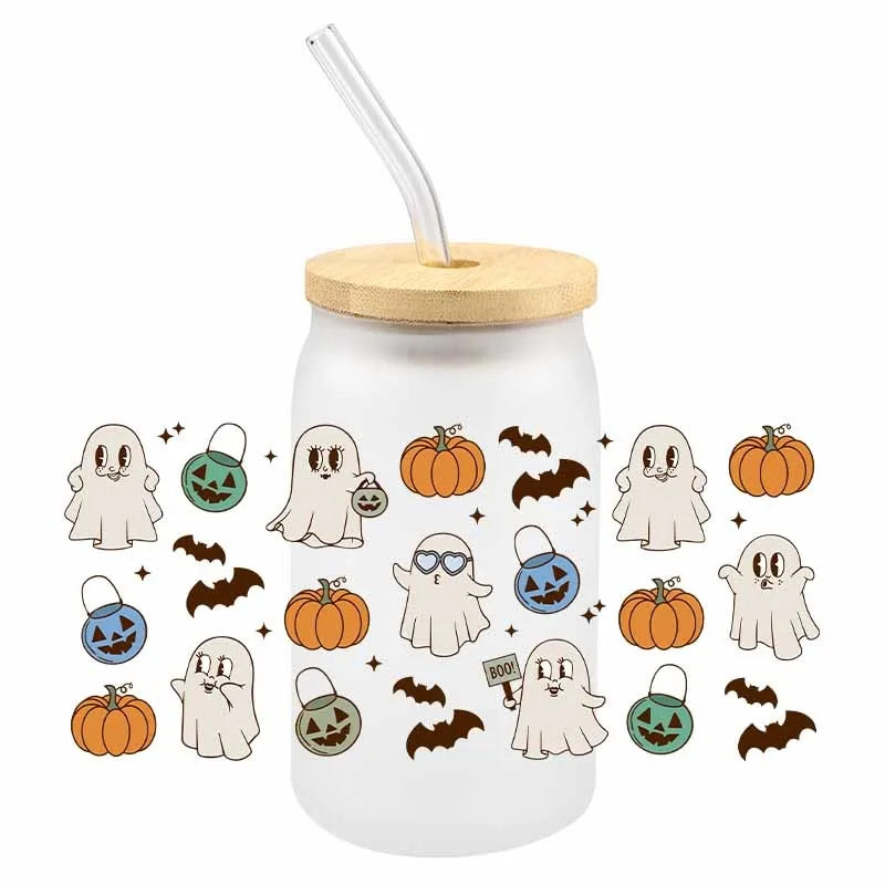 Halloween Spooky UV DTF Cup Wraps – 3D Cartoon Stickers