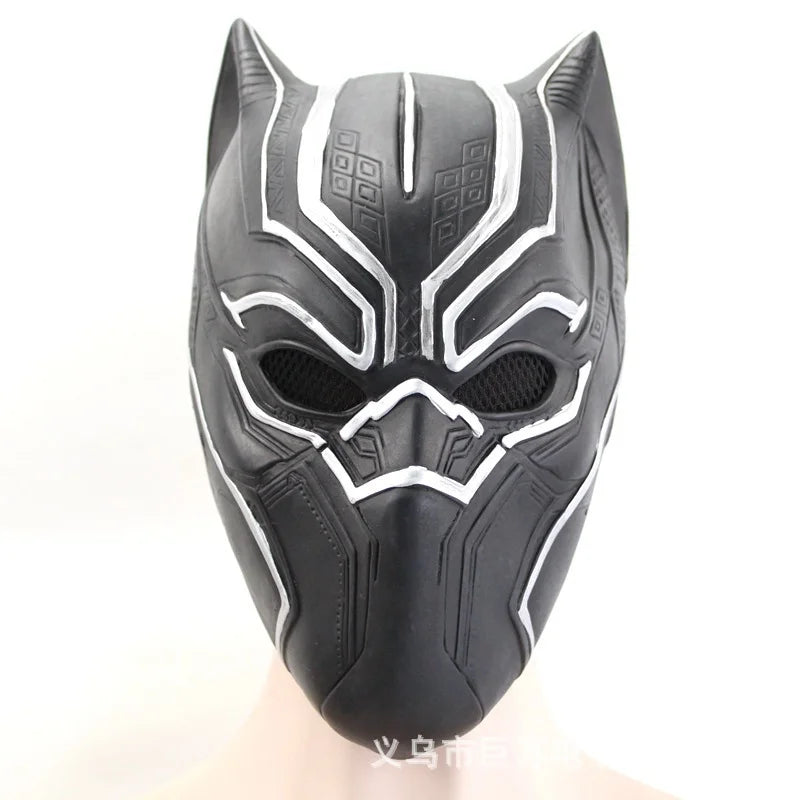 A realistic black and white animal mask with stylized facial features for Halloween costumes