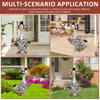 A decorative lawn goose costume set is shown in various outdoor garden and yard settings.
