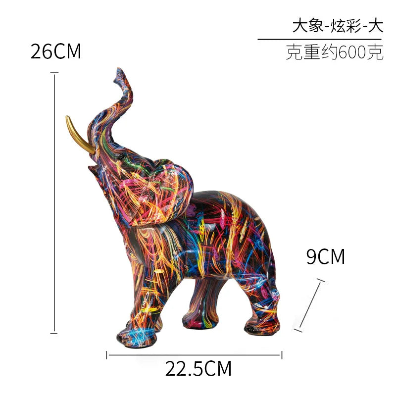 Colorful Elephant Resin Figurine for Home Decor