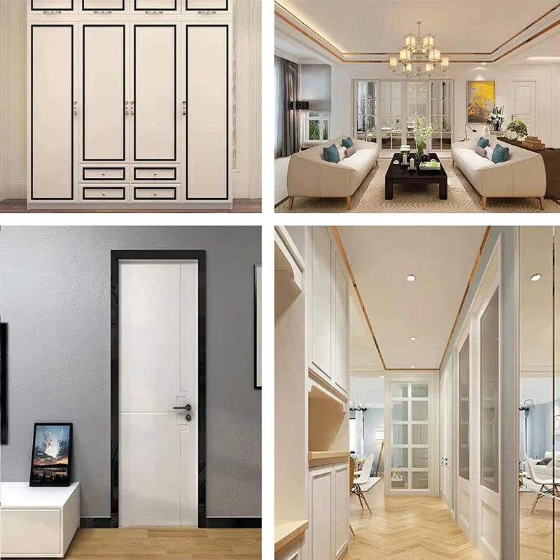 Decorative gold mirror self-adhesive stainless steel wall trim in various styles and finishes