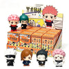 A collection of Jujutsu Kaisen blind box collectible figures featuring characters like Yuji Itadori and Megumi Fushiguro.
