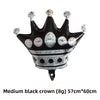 Medium black crown balloon with silver and gold accents for birthday party decor