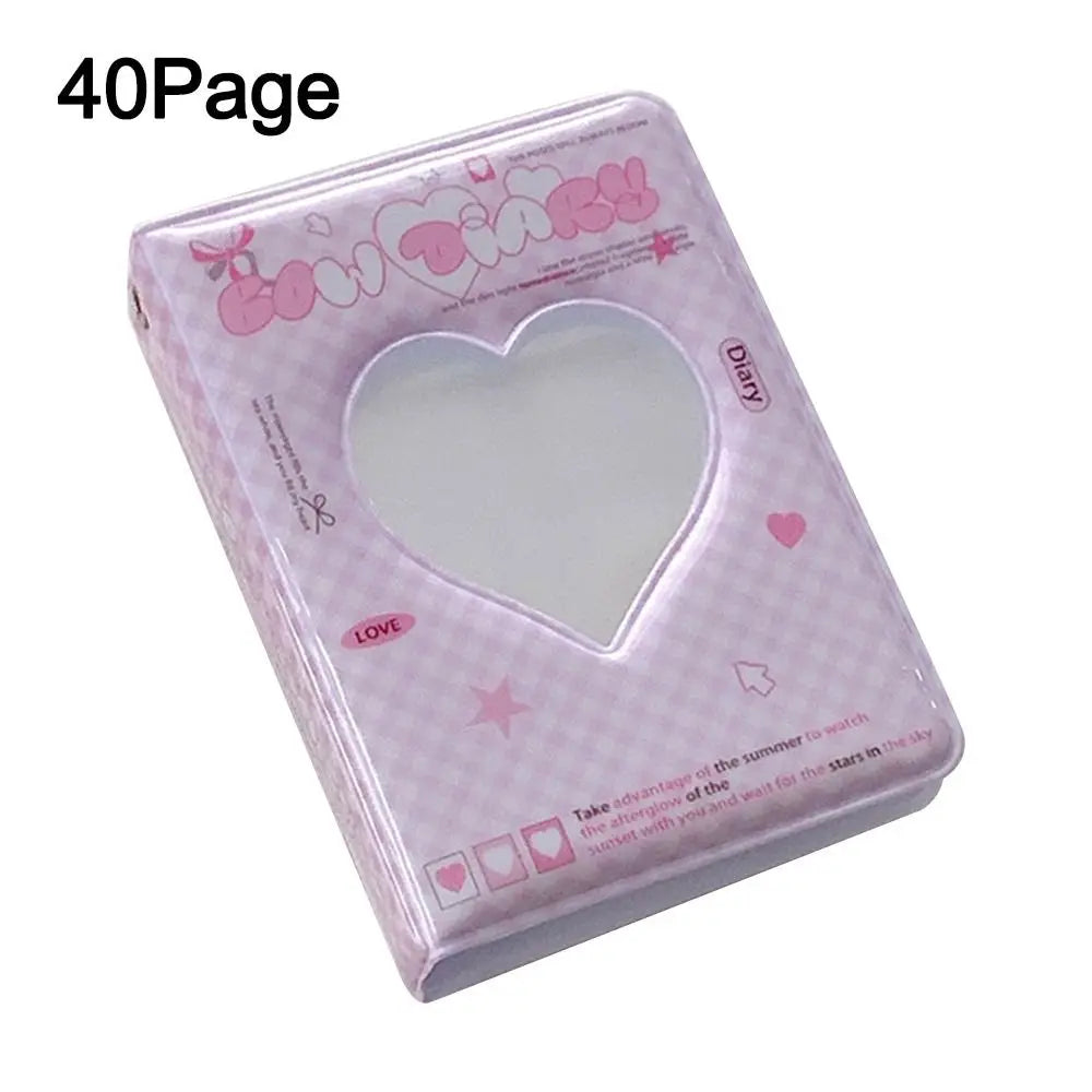 A pink 40Page photo album with a heart-shaped cover and decorative elements.