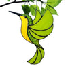 Colorful acrylic hummingbird suncatcher hanging ornament with bright yellow and green wings