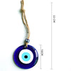 Pendentif de décoration en verre œil nouveau turc bleu fait main avec une corde de fibre naturelle.