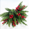 Artificial Christmas berry stems with green pine branches and red berries