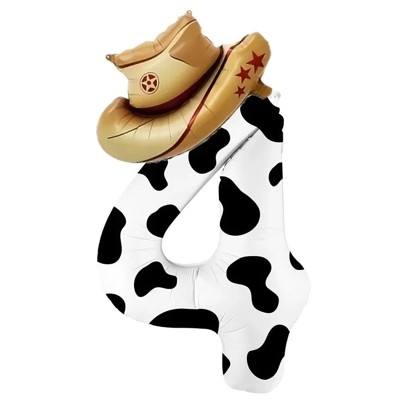 40-Inch Cowboy Cow Number Foil Balloon Set