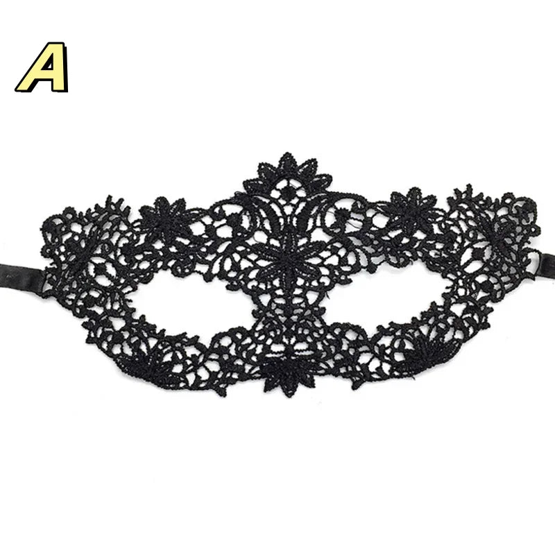 Black floral lace eye mask for masquerade and cosplay