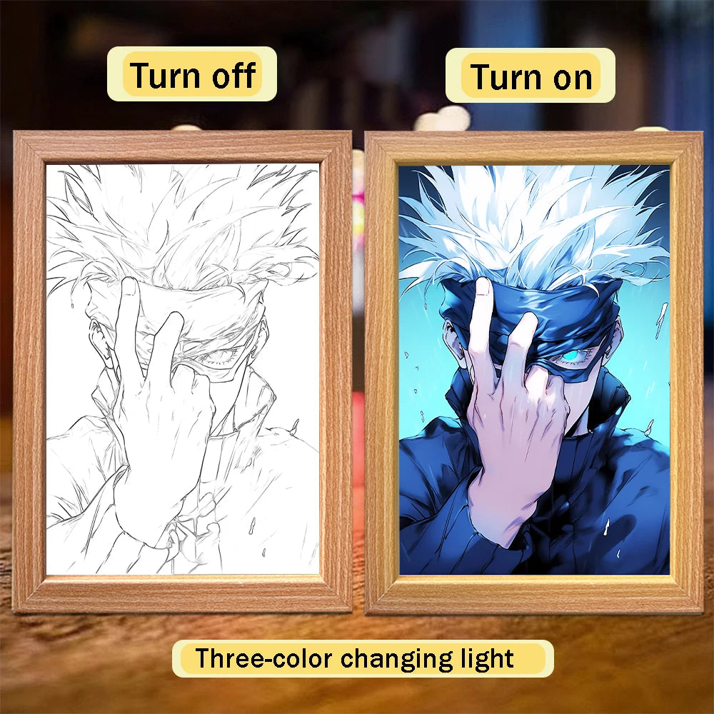 Anime Satoru Gojo LED Lighted Photo Frame with Three Color Modes