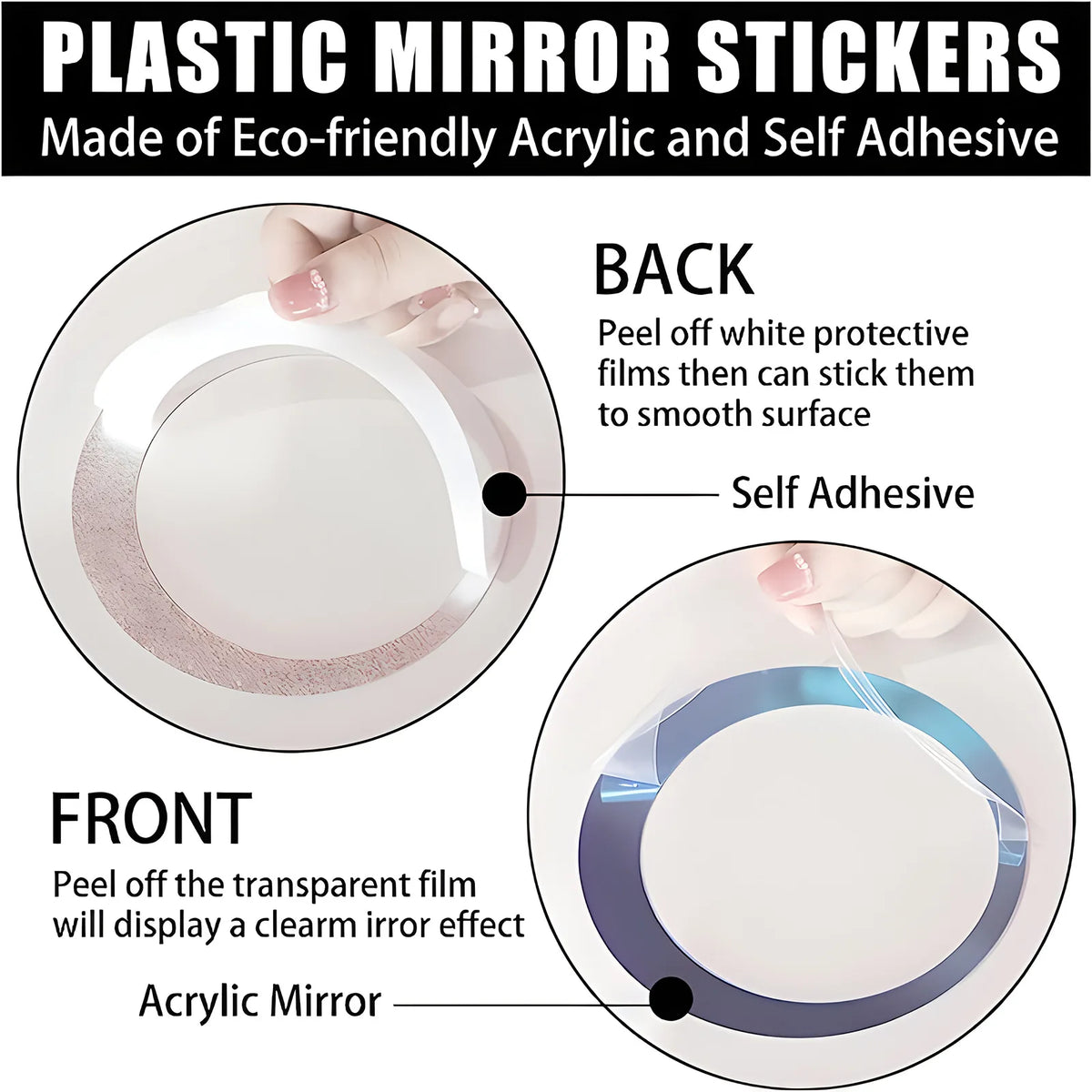 Set of 24 Gold & Silver Mirror Circle Wall Stickers