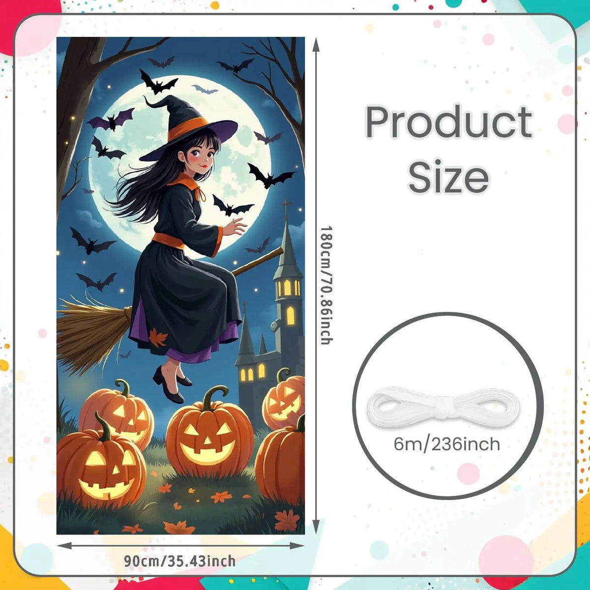 Large Halloween Witch Door Banner with Classic Spooky Design