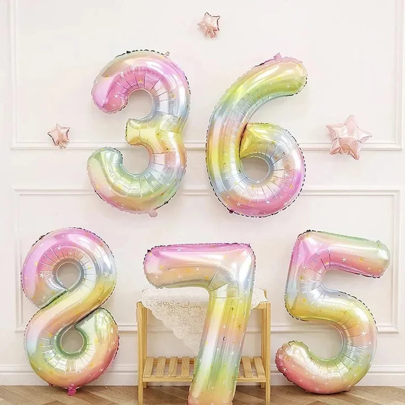 Pastel Rainbow Number Foil Balloon (40 inch)