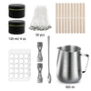 A complete candle making kit featuring a melting pot, pouring pitcher, and various tools for crafting candles.