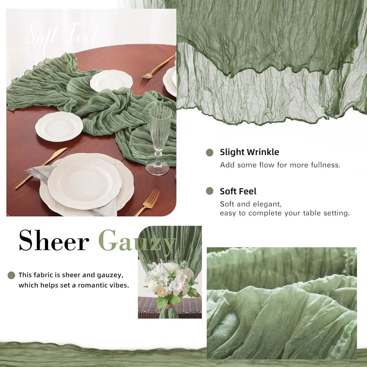 A set of terracotta semi-sheer cheesecloth fabric used for table settings and decor.