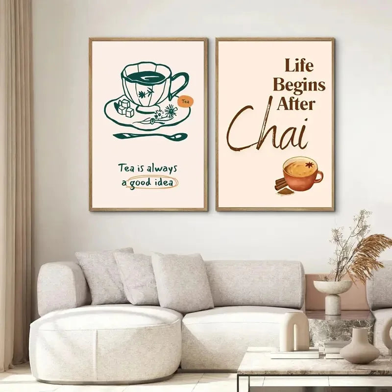 Tea Lovers Canvas Wall Art – Modern Kitchen Decor