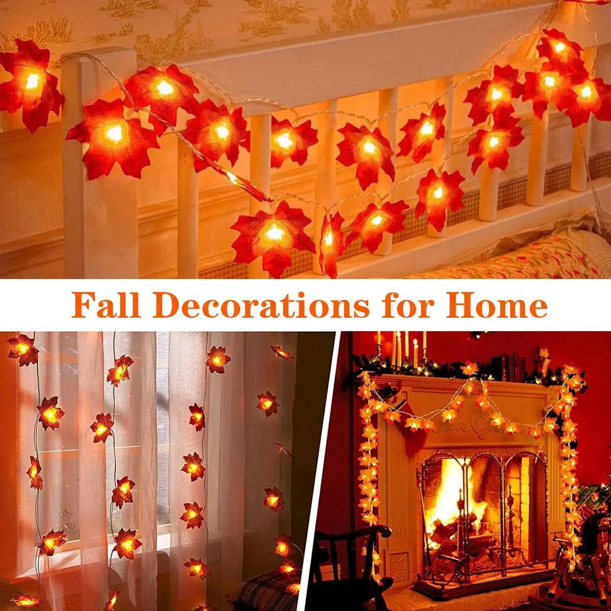 Maple Leaf LED String Lights – Warm Glow for Autumn Décor