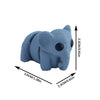 A light blue 3D printed cartoon elephant figurine with a textured surface and black eyes.
