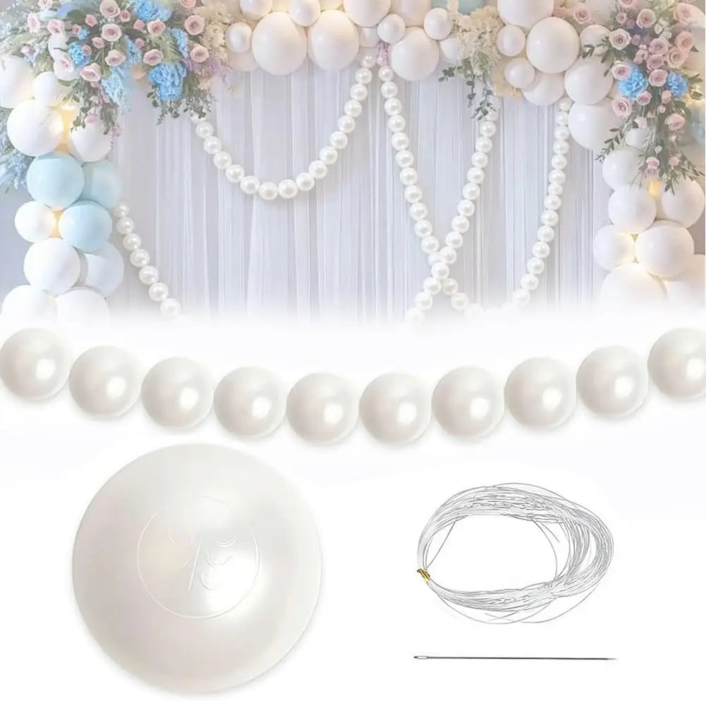 Elegant Pearl Bead Garland with Crystal Pendant for Wedding Backdrops