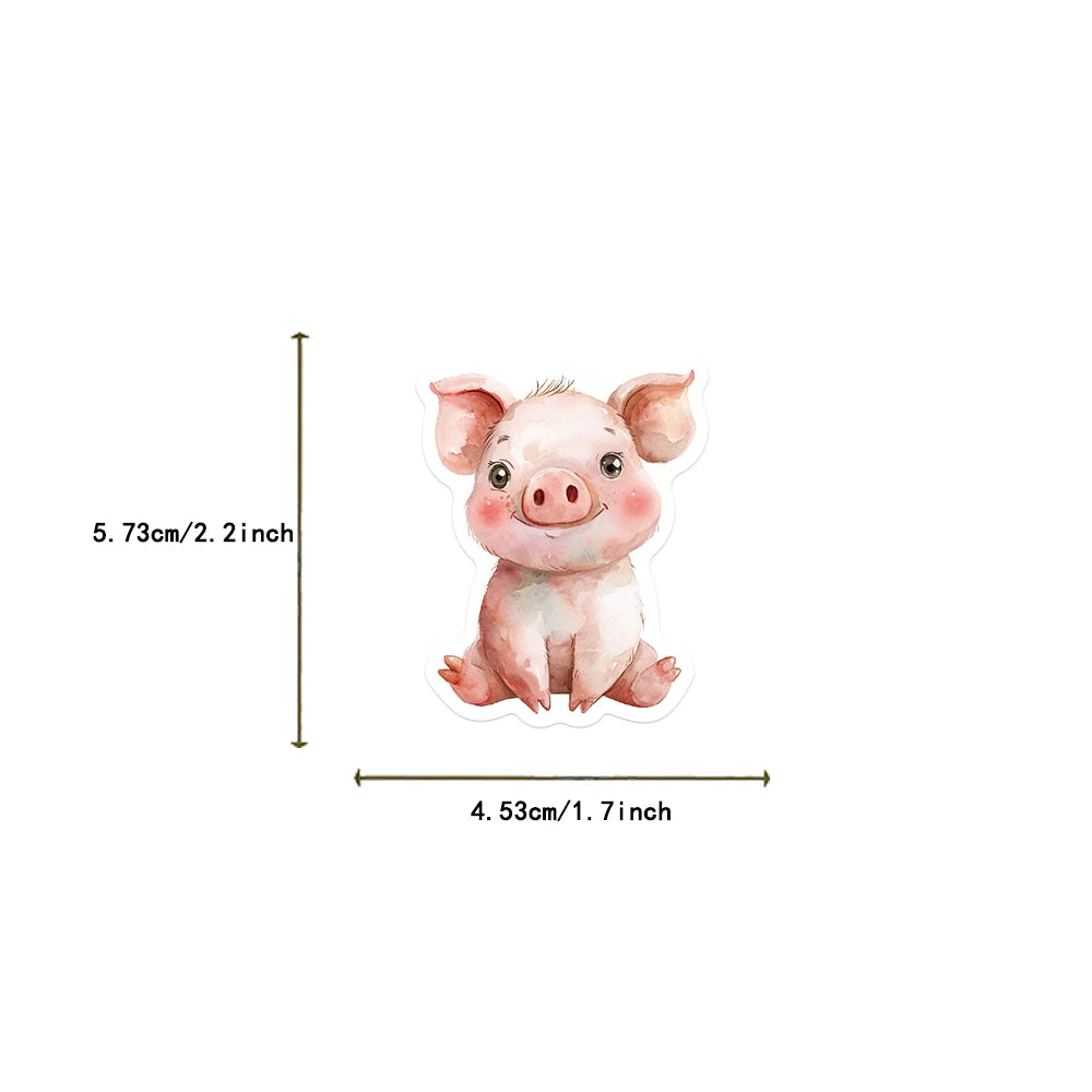 A watercolor illustration of a pink pig face sticker.