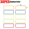 A set of 30 pieces of random color reusable magnetic dry erase labels and stickers.