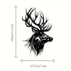 Black metal deer head wall sculpture silhouette with antlers and detailed fur