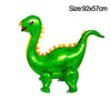 A bright green inflatable dinosaur toy used for a party decoration.
