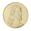 A round gold-plated commemorative coin featuring a profile portrait of a man with long hair and a beard.