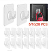 Transparent heavy-duty self-adhesive hooks in various sizes and colors for various applications